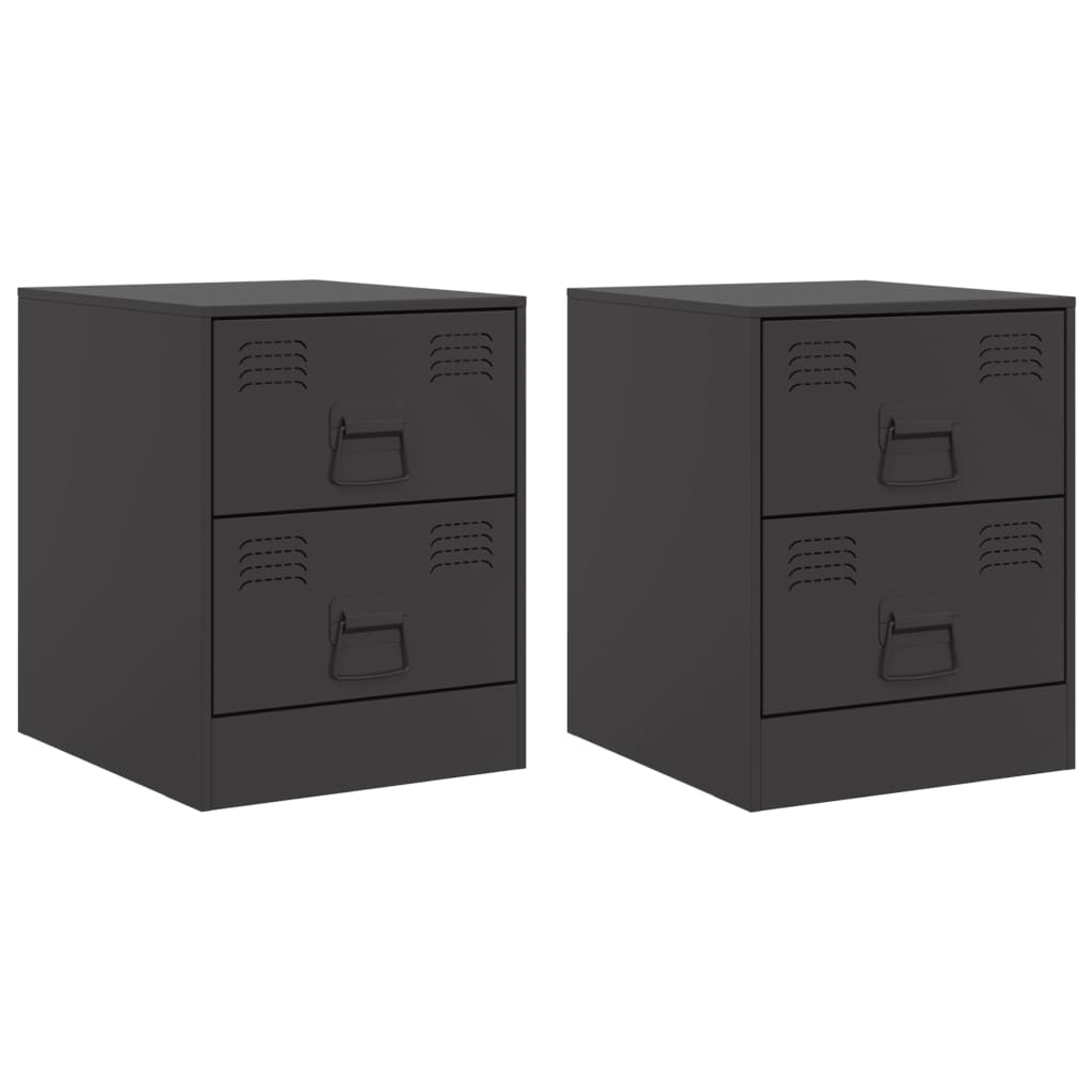 Tables de chevet 2 pcs noir 34,5x39x44 cm acier Tables de chevet vidaXL   