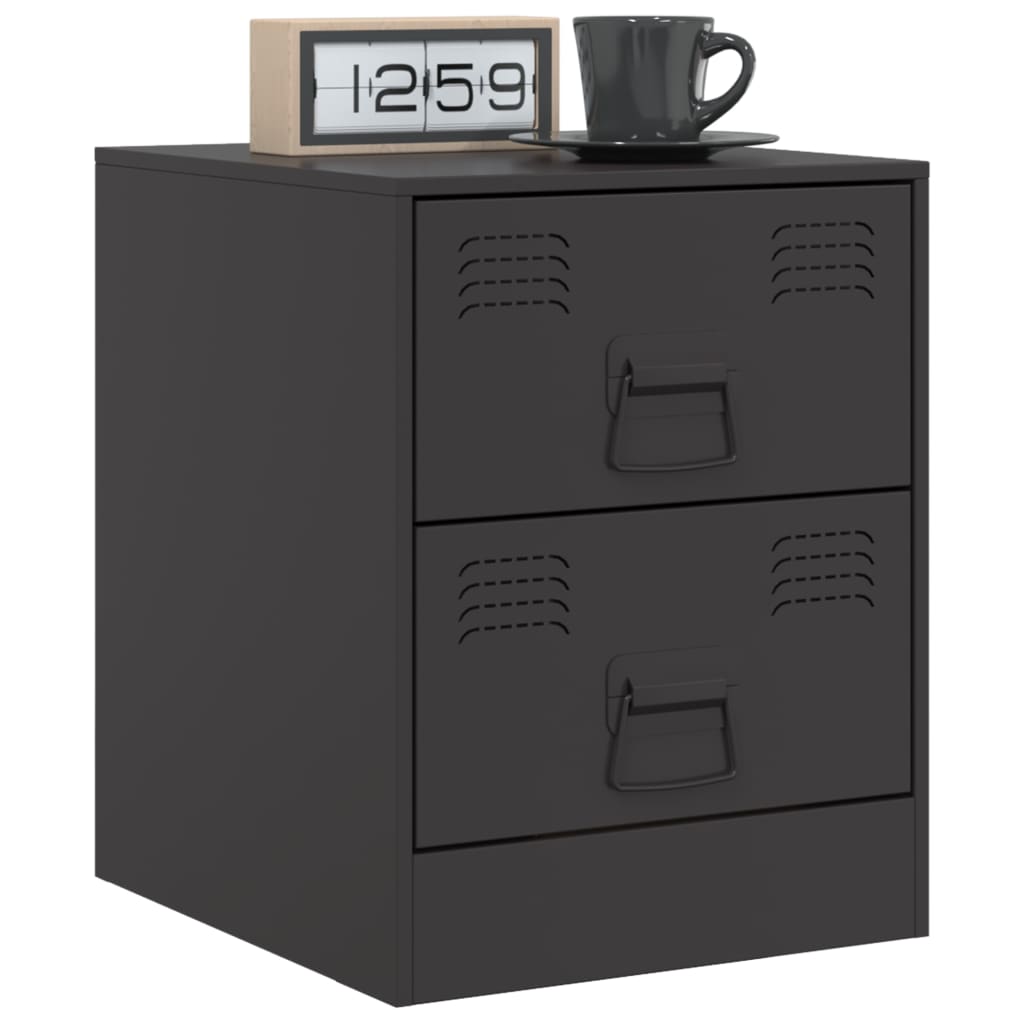 Tables de chevet 2 pcs noir 34,5x39x44 cm acier Tables de chevet vidaXL   