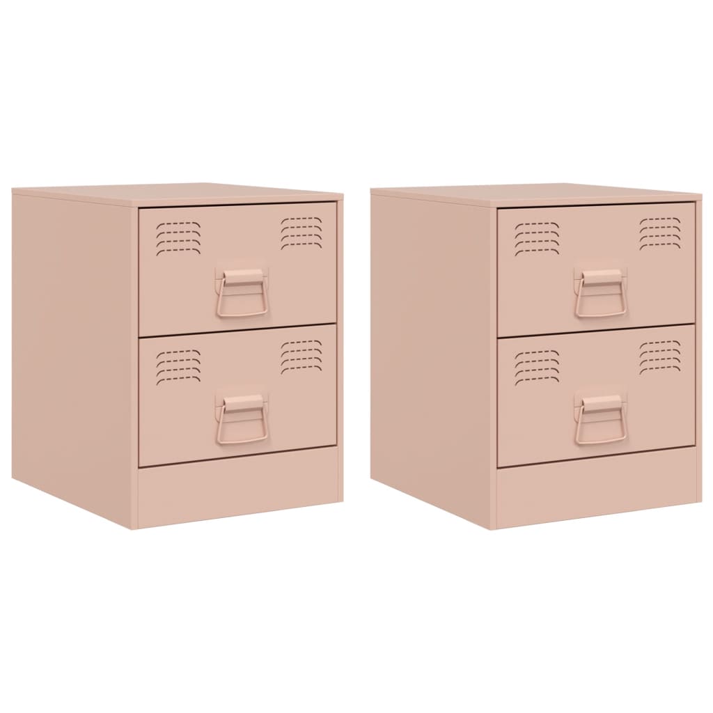 Tables de chevet 2 pcs rose 34,5x39x44 cm acier Tables de chevet vidaXL   