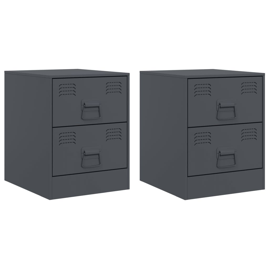 Tables de chevet 2 pcs anthracite 34,5x39x44 cm acier Tables de chevet vidaXL   