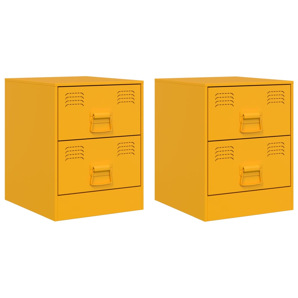 Tables de chevet 2 pcs jaune 34,5x39x44 cm acier Tables de chevet vidaXL   