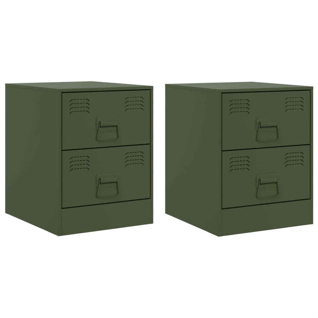 Tables de chevet 2 pcs vert 34,5x39x44 cm acier Tables de chevet vidaXL   