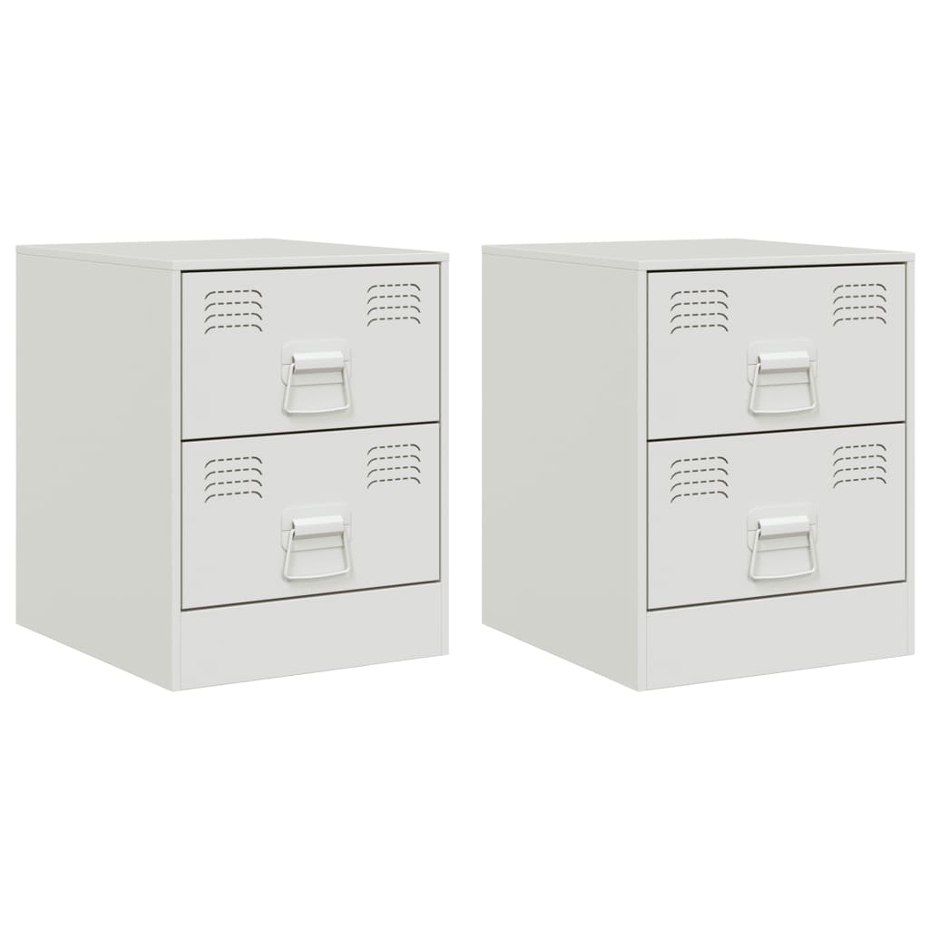 Tables de chevet 2 pcs blanc 34,5x39x44 cm acier Tables de chevet vidaXL   