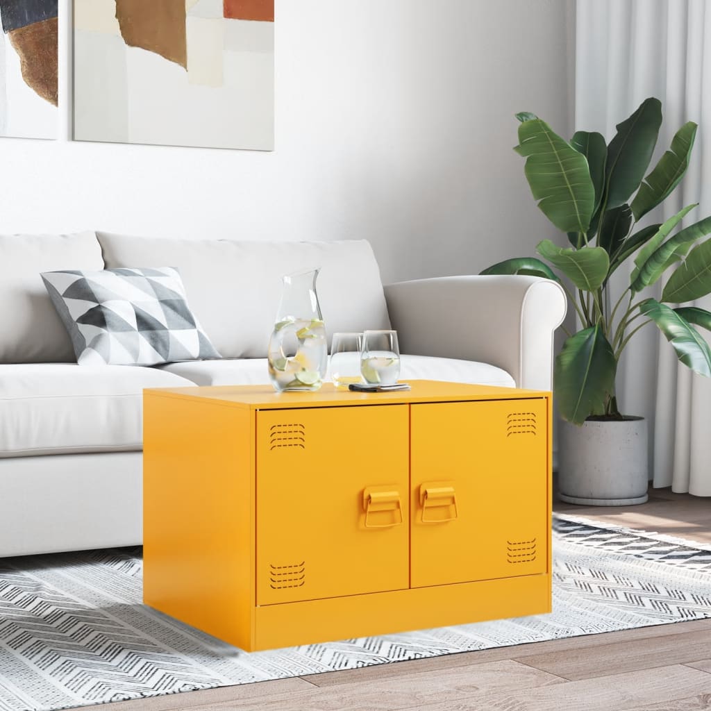 Table basse Jaune moutarde 67x50x44 cm acier Tables basses vidaXL   