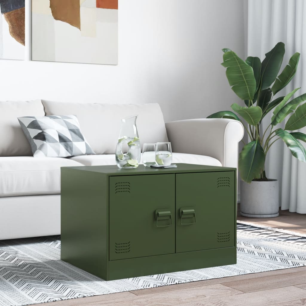 Table basse vert olive 67x50x44 cm acier Tables basses vidaXL   