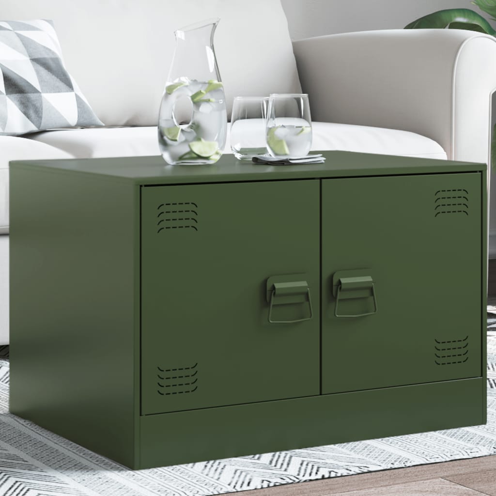 Table basse vert olive 67x50x44 cm acier Tables basses vidaXL   