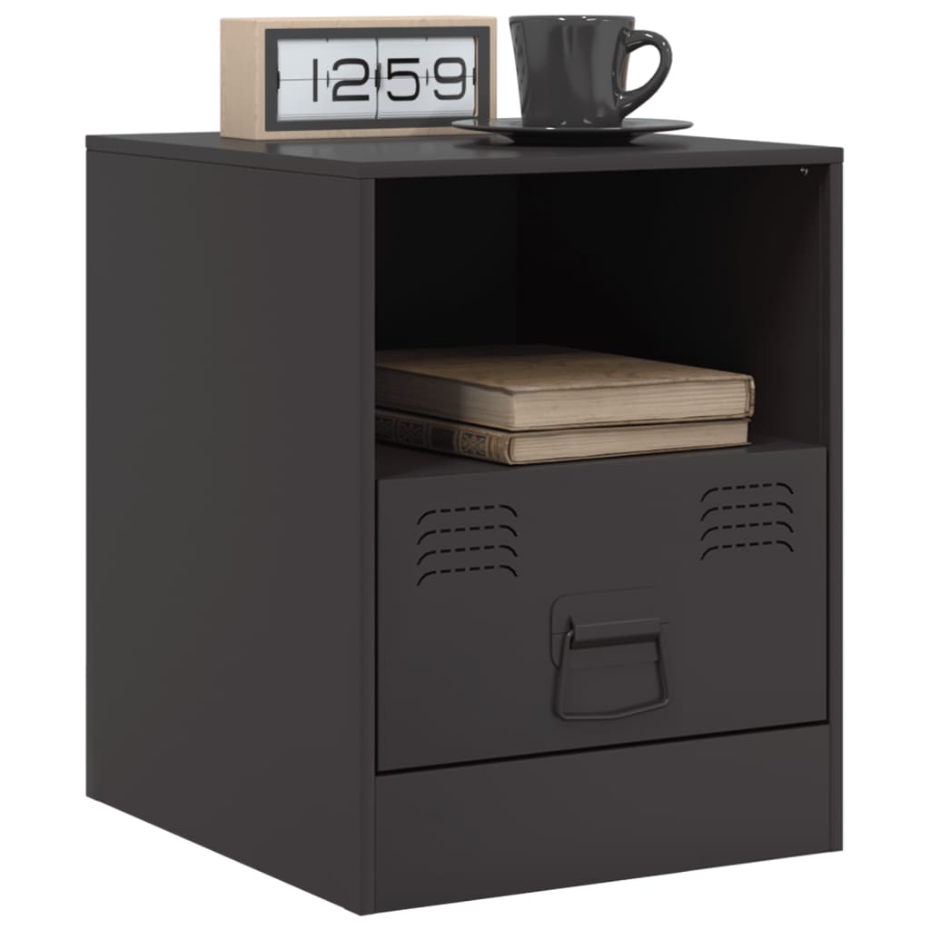 Table de chevet noir 34,5x39x44 cm acier Tables de chevet vidaXL   