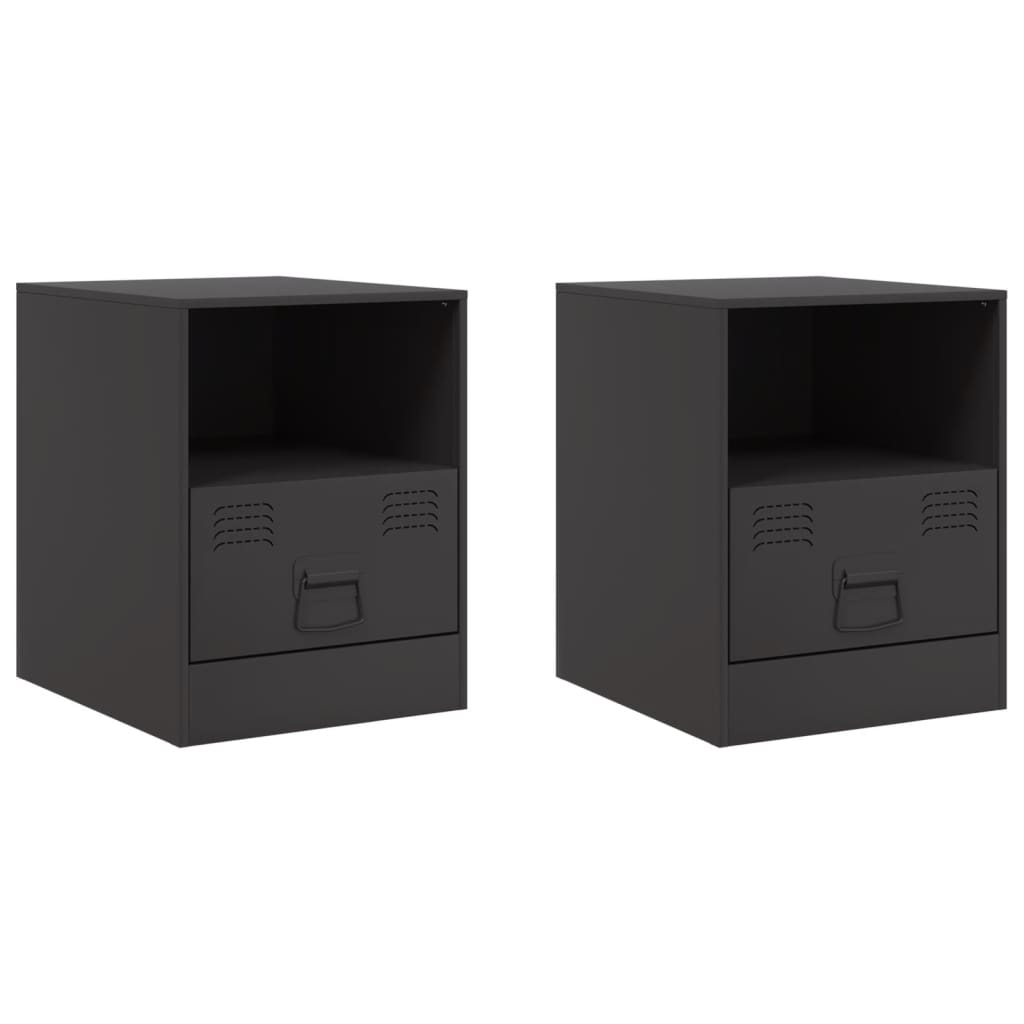 Tables de chevet 2 pcs noir 34,5x39x44 cm acier Tables de chevet vidaXL   