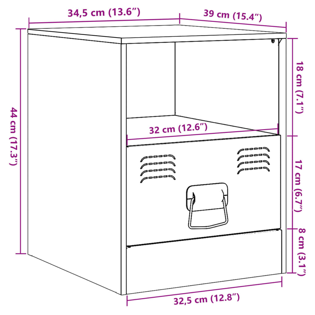 Tables de chevet 2 pcs noir 34,5x39x44 cm acier Tables de chevet vidaXL   