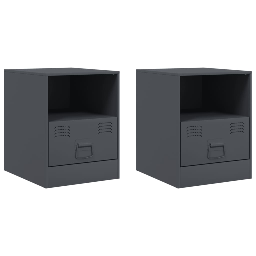 Tables de chevet 2 pcs anthracite 34,5x39x44 cm acier Tables de chevet vidaXL   