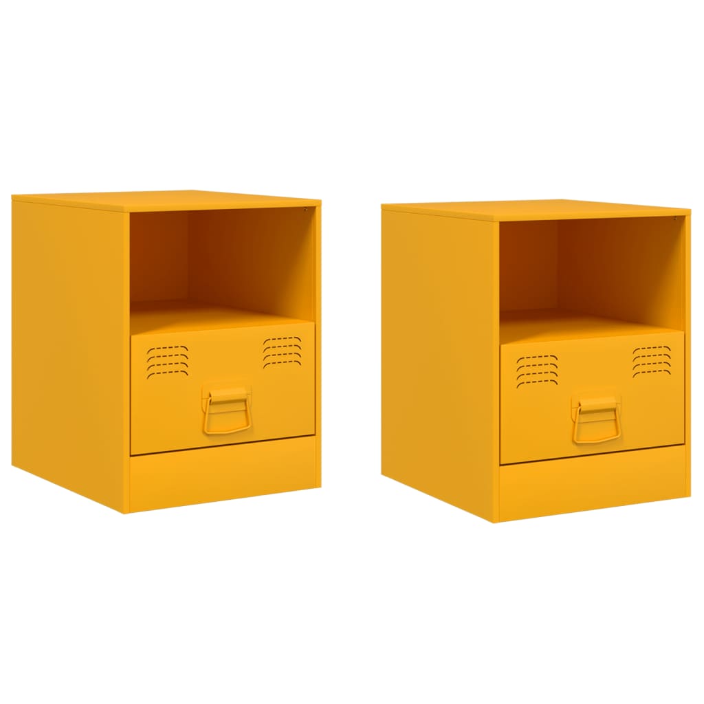 Tables de chevet 2 pcs jaune moutarde 34,5x39x44 cm acier Tables de chevet vidaXL   