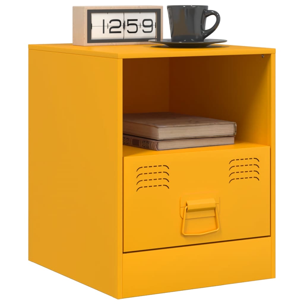 Tables de chevet 2 pcs jaune moutarde 34,5x39x44 cm acier Tables de chevet vidaXL   