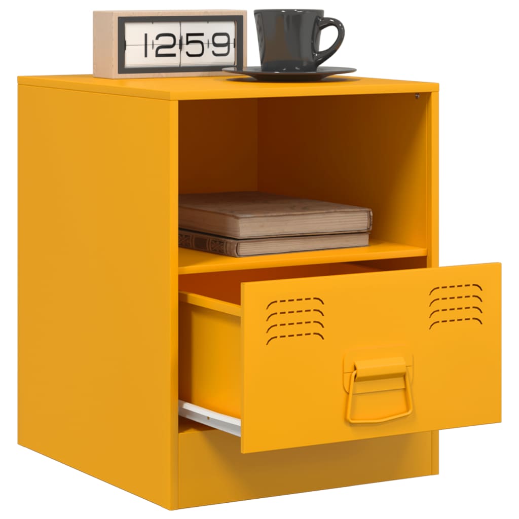 Tables de chevet 2 pcs jaune moutarde 34,5x39x44 cm acier Tables de chevet vidaXL   