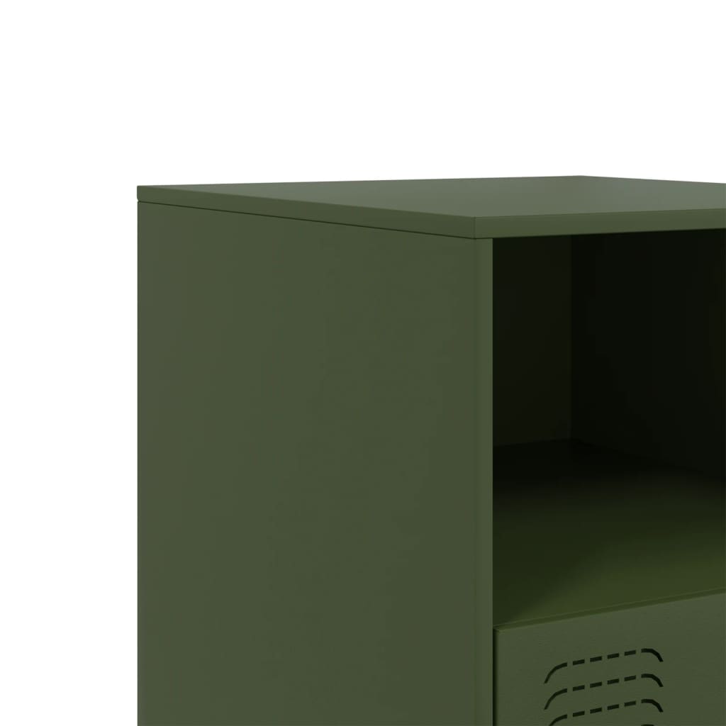 Tables de chevet 2 pcs noir vert olive 34,5x39x44 cm acier Tables de chevet vidaXL   