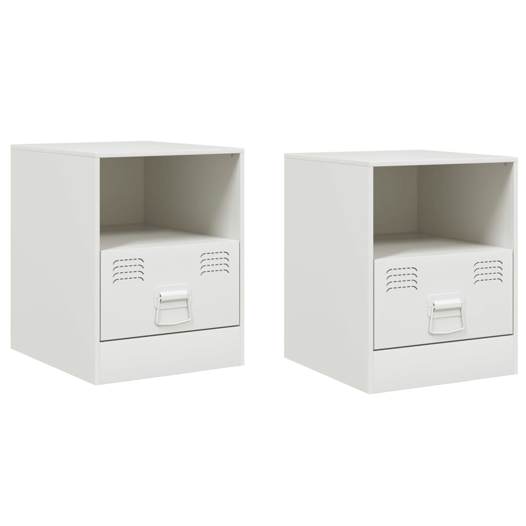 Tables de chevet 2 pcs blanc 34,5x39x44 cm acier Tables de chevet vidaXL   