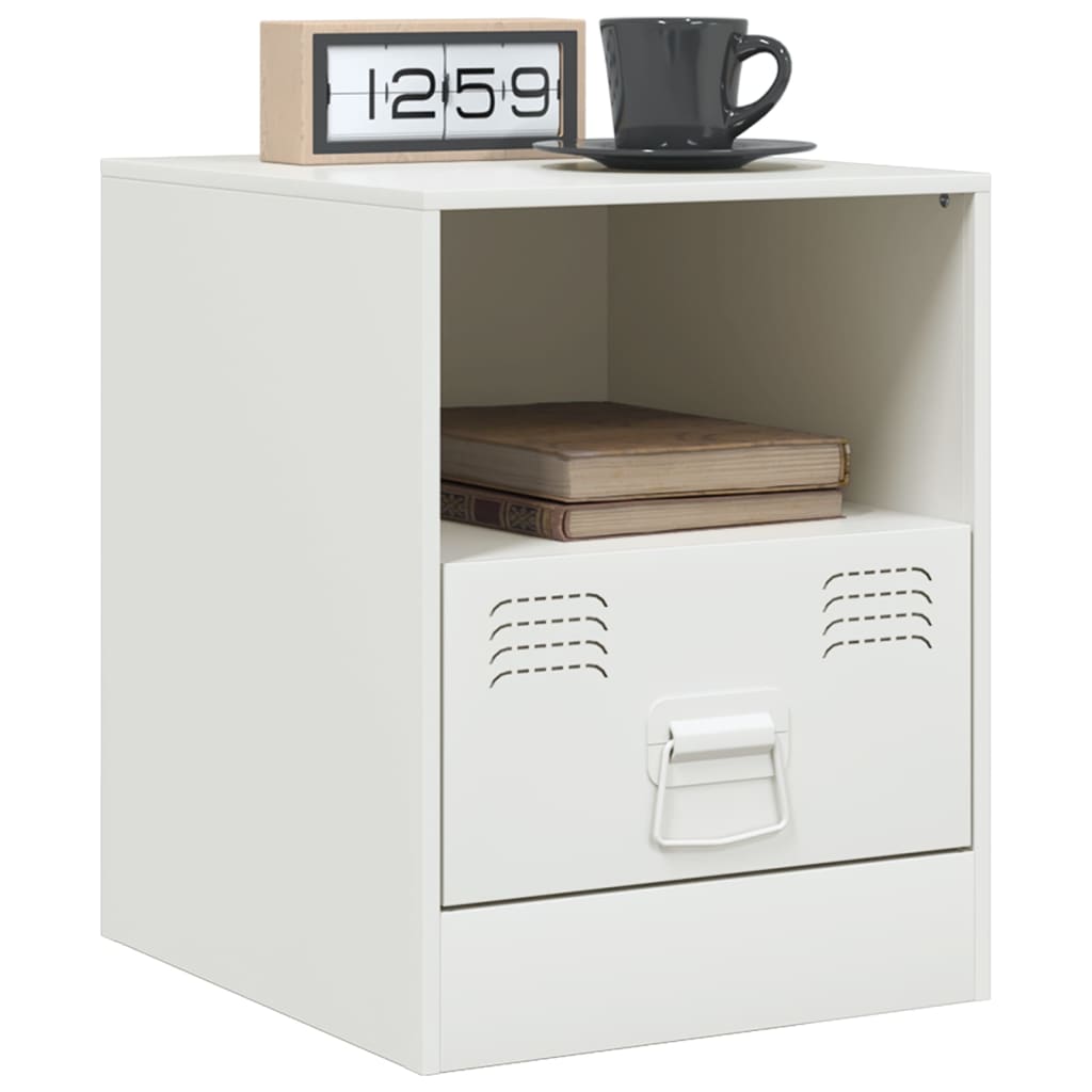 Tables de chevet 2 pcs blanc 34,5x39x44 cm acier Tables de chevet vidaXL   