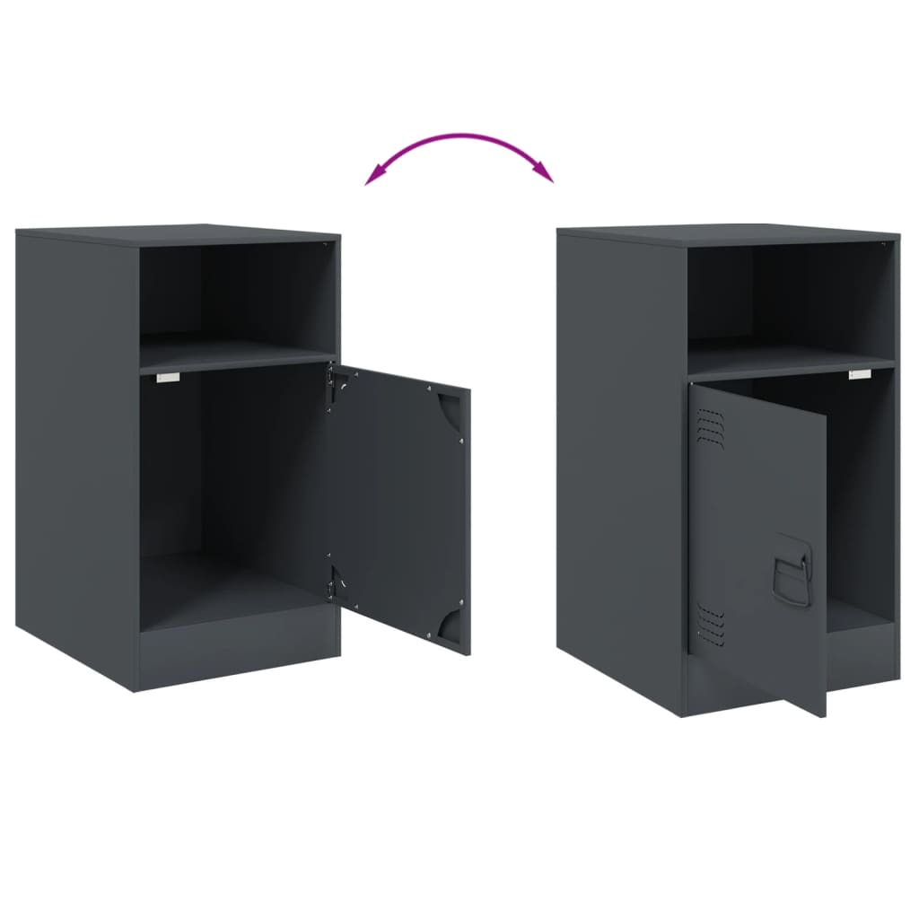 Tables de chevet 2 pcs anthracite 34,5x39x62 cm acier Tables de chevet vidaXL   