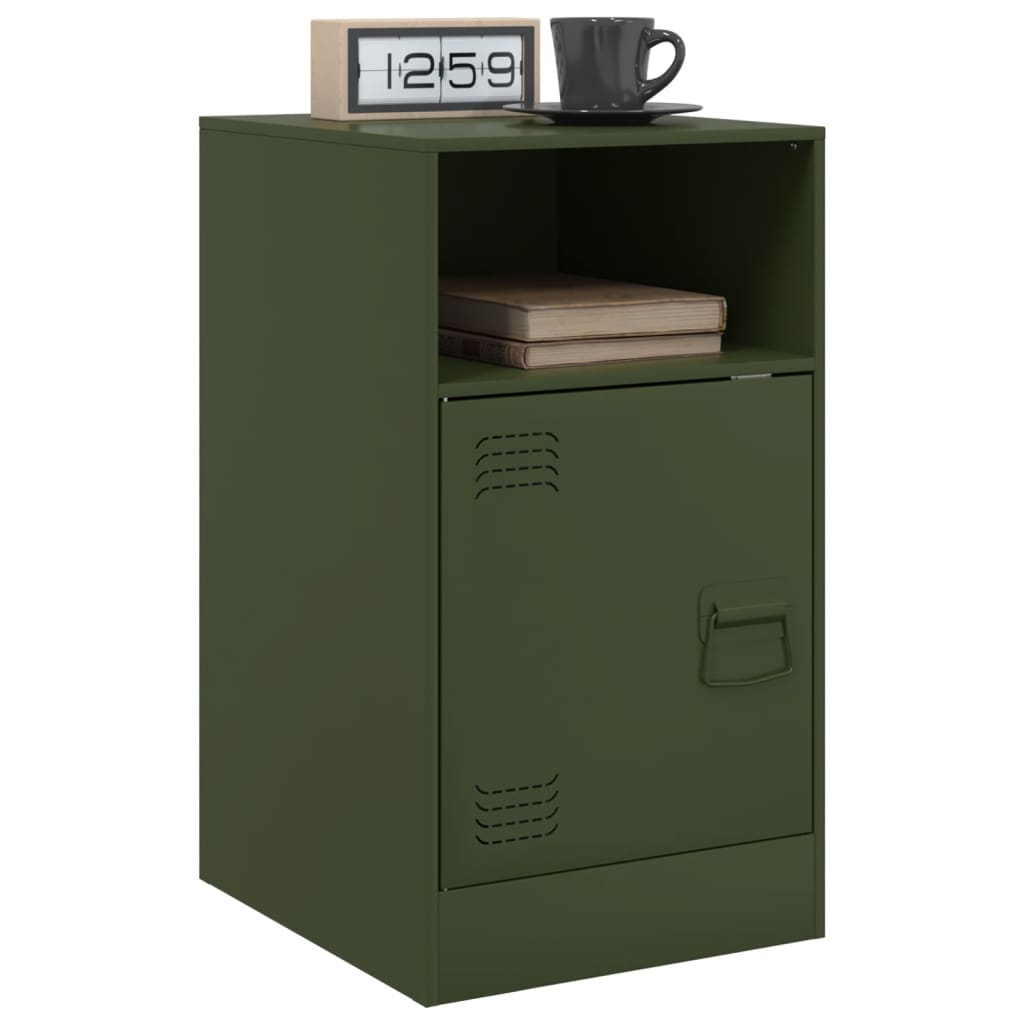 Table de chevet vert olive 34,5x39x62 cm acier Tables de chevet vidaXL   