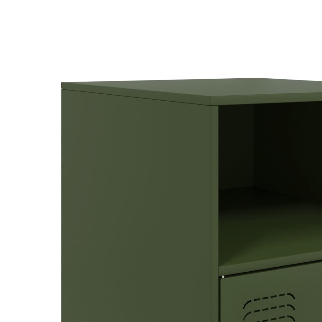 Table de chevet vert olive 34,5x39x62 cm acier Tables de chevet vidaXL   