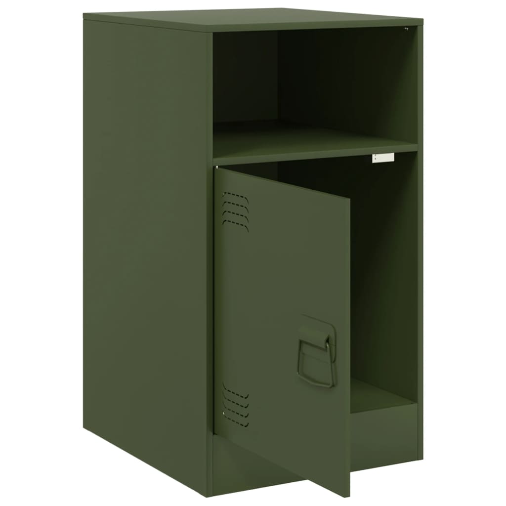 Tables de chevet 2 pcs noir vert olive 34,5x39x62 cm acier Tables de chevet vidaXL   