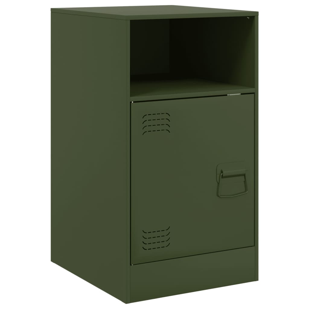 Tables de chevet 2 pcs noir vert olive 34,5x39x62 cm acier Tables de chevet vidaXL   