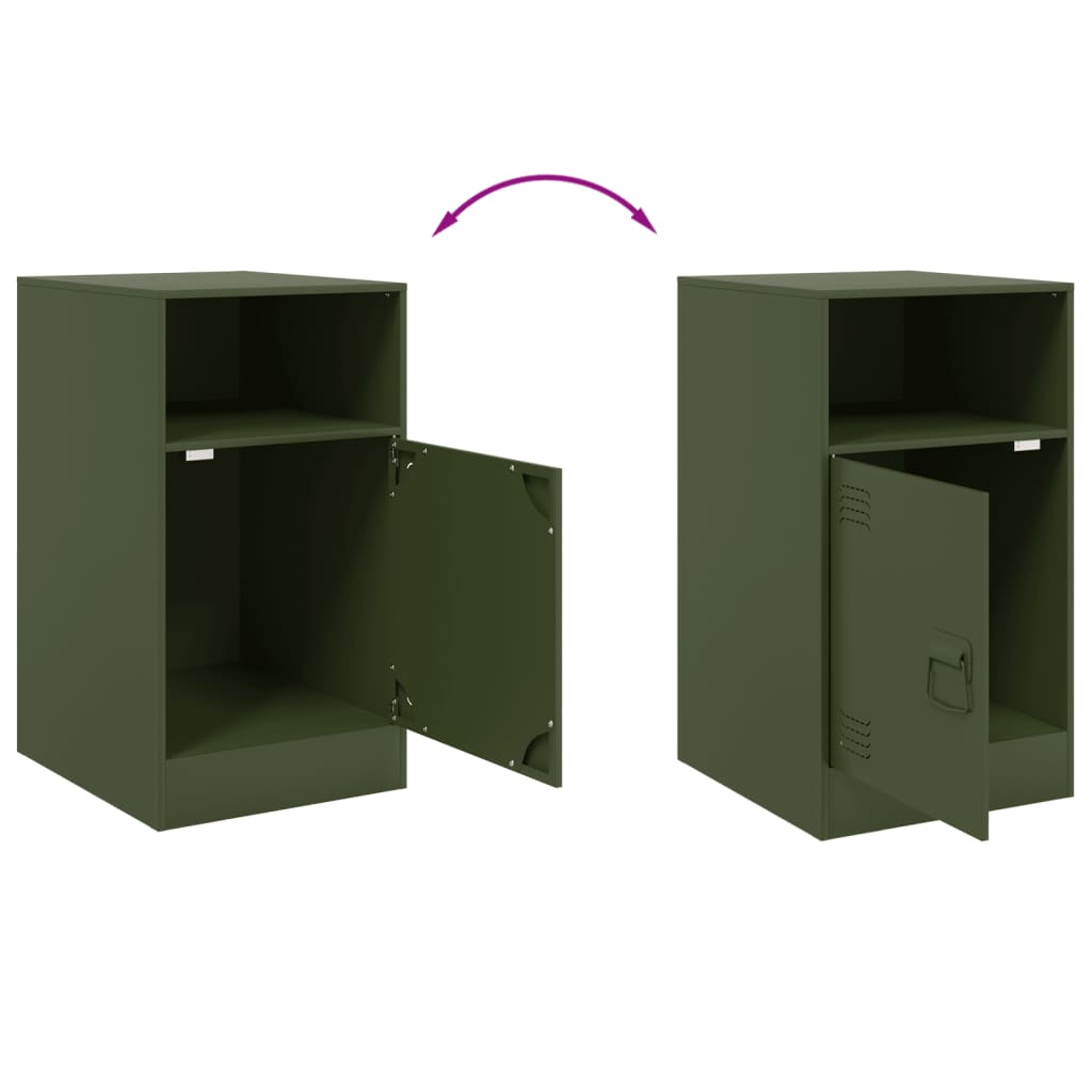 Tables de chevet 2 pcs noir vert olive 34,5x39x62 cm acier Tables de chevet vidaXL   