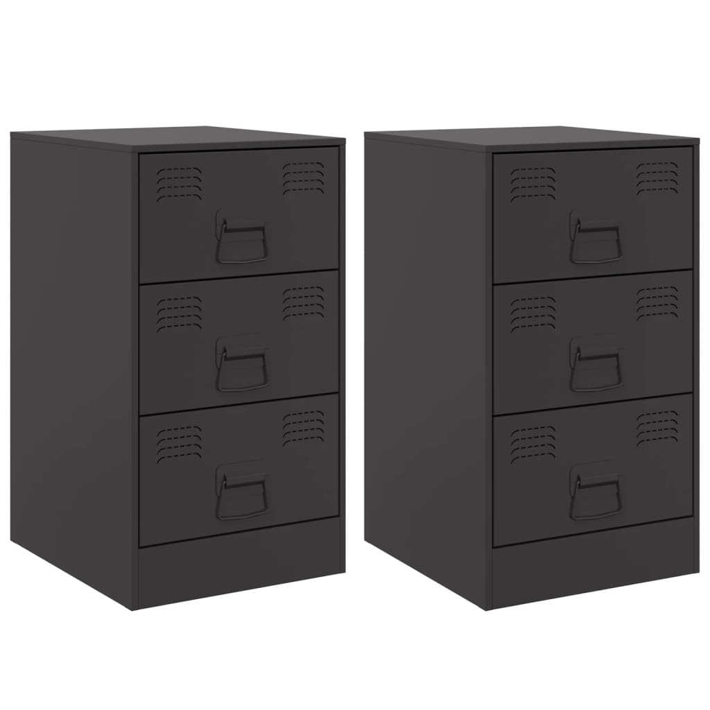 Tables de chevet 2 pcs noir 34,5x39x62 cm acier Tables de chevet vidaXL   