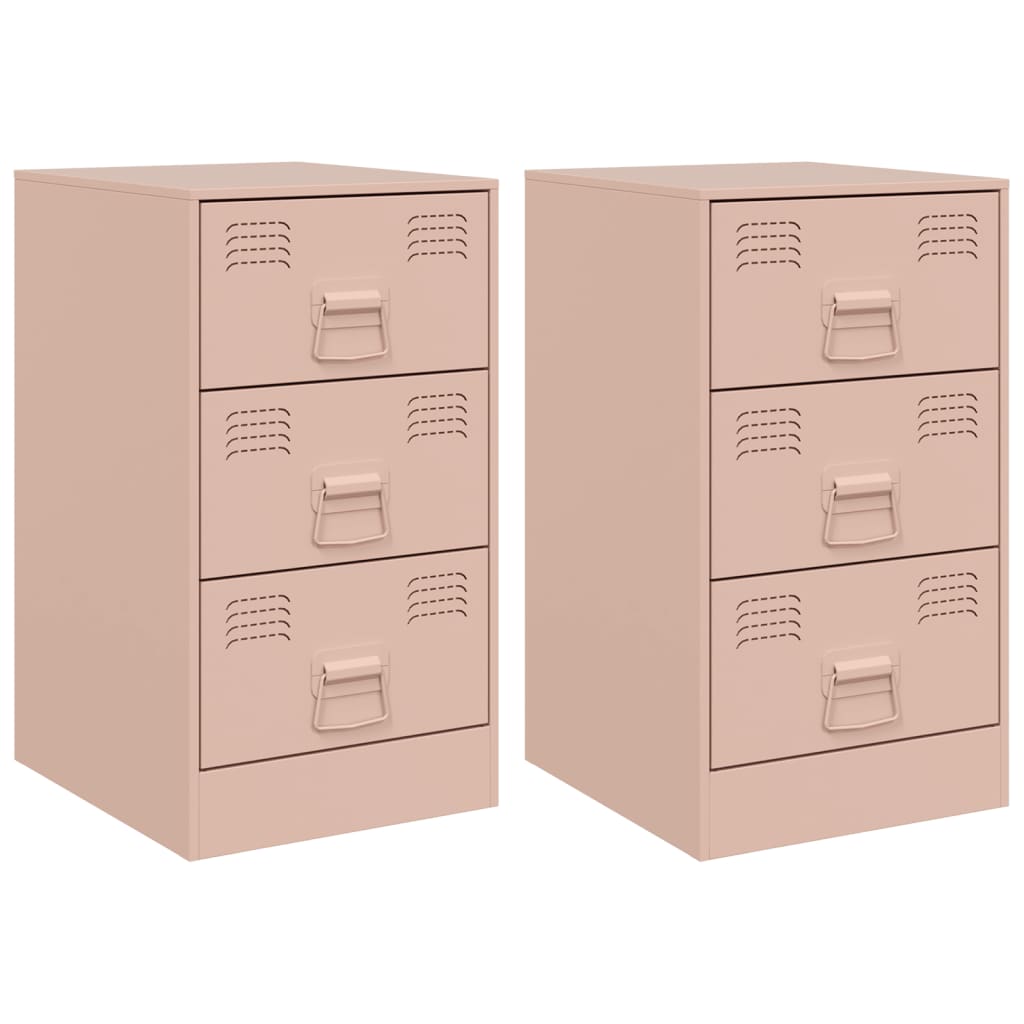 Tables de chevet 2 pcs rose 34,5x39x62 cm acier Tables de chevet vidaXL   