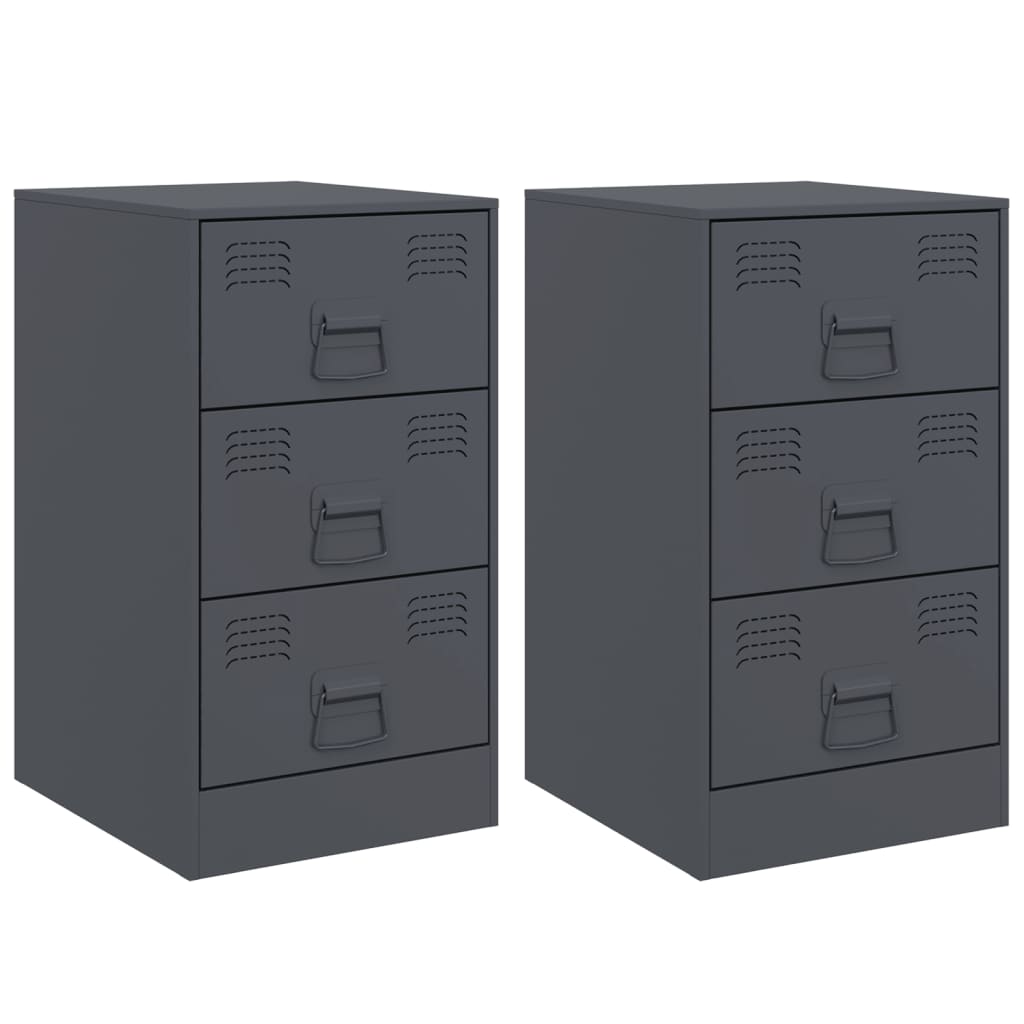 Tables de chevet 2 pcs anthracite 34,5x39x62 cm acier Tables de chevet vidaXL   