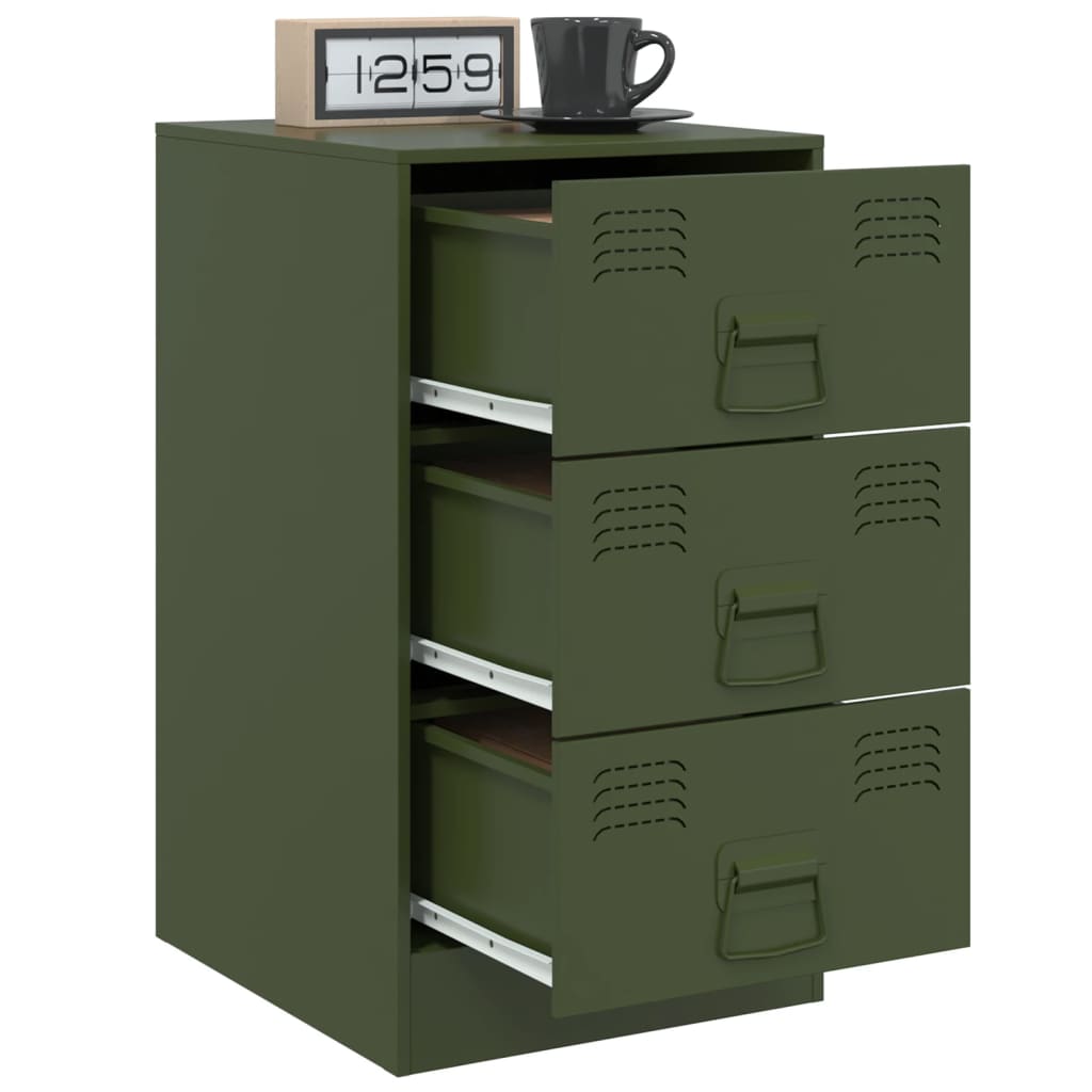 Tables de chevet 2 pcs noir vert olive 34,5x39x62 cm acier Tables de chevet vidaXL   