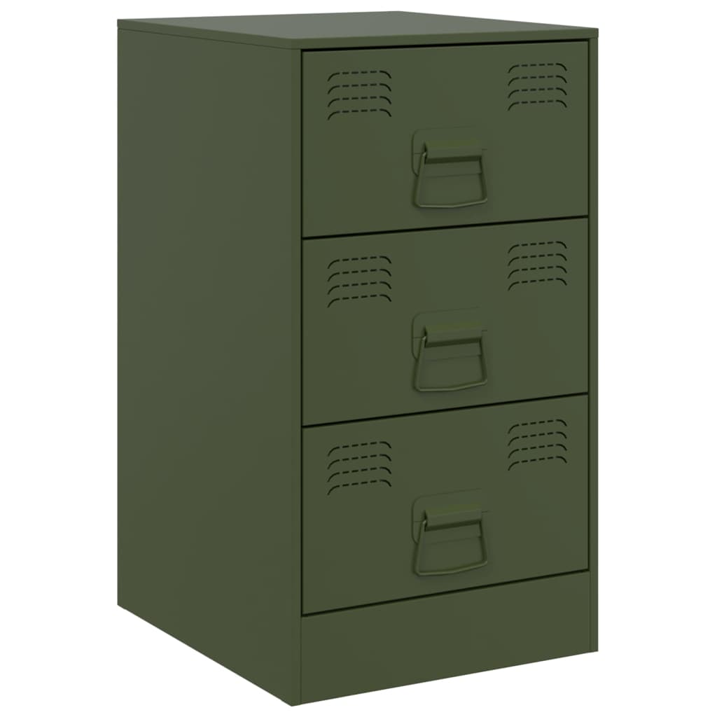 Tables de chevet 2 pcs noir vert olive 34,5x39x62 cm acier Tables de chevet vidaXL   