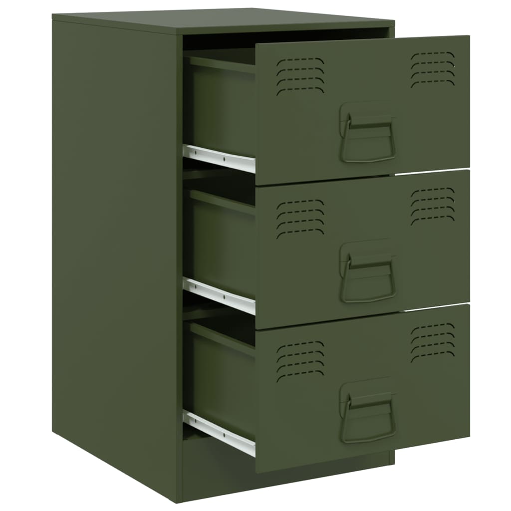 Tables de chevet 2 pcs noir vert olive 34,5x39x62 cm acier Tables de chevet vidaXL   