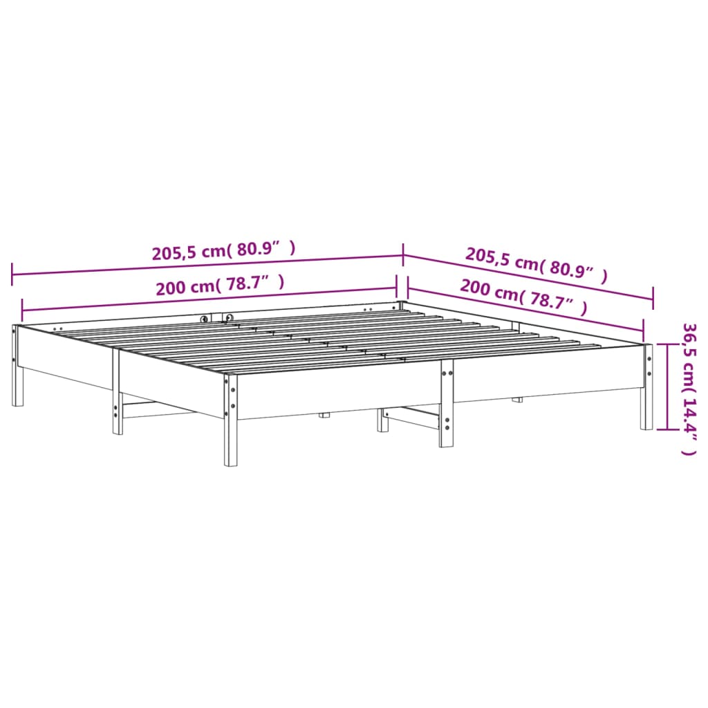 Cadre de lit cire marron 200x200 cm bois de pin massif Lits & cadres de lit vidaXL   