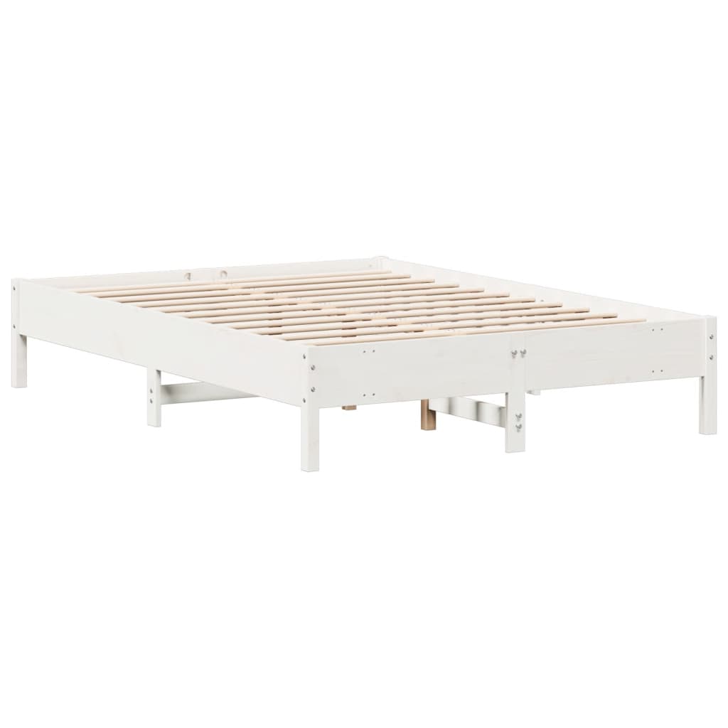 Cadre de lit blanc 150x200 cm bois de pin massif Lits & cadres de lit vidaXL   