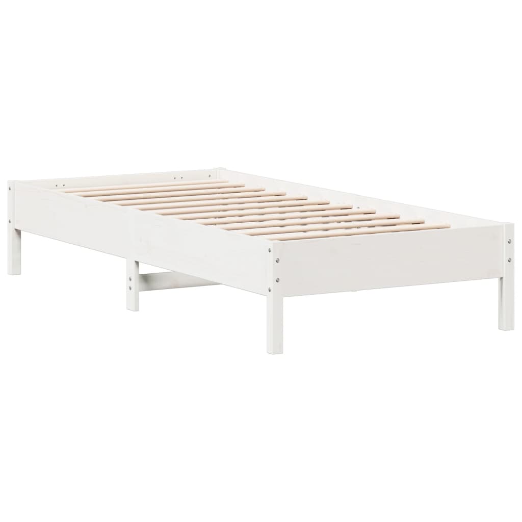 Cadre de lit blanc 100x200 cm bois de pin massif Lits & cadres de lit vidaXL   