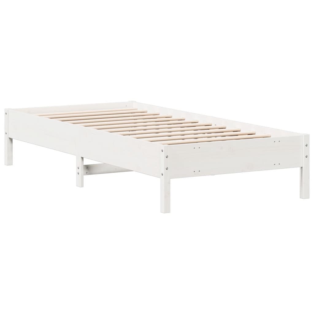 Cadre de lit blanc 100x200 cm bois de pin massif Lits & cadres de lit vidaXL   