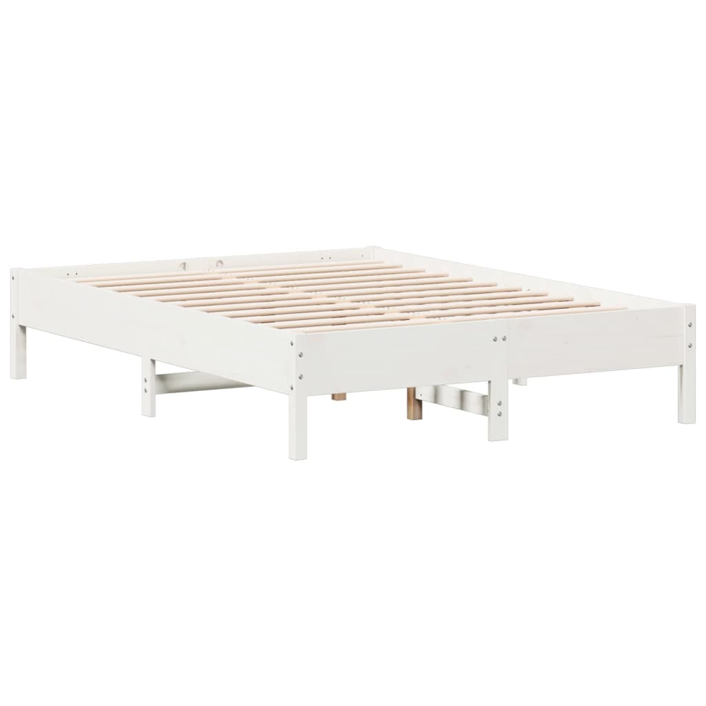 Cadre de lit blanc 140x190 cm bois de pin massif Lits & cadres de lit vidaXL   