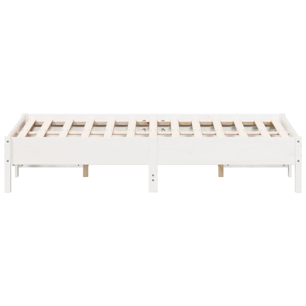 Cadre de lit blanc 140x190 cm bois de pin massif Lits & cadres de lit vidaXL   