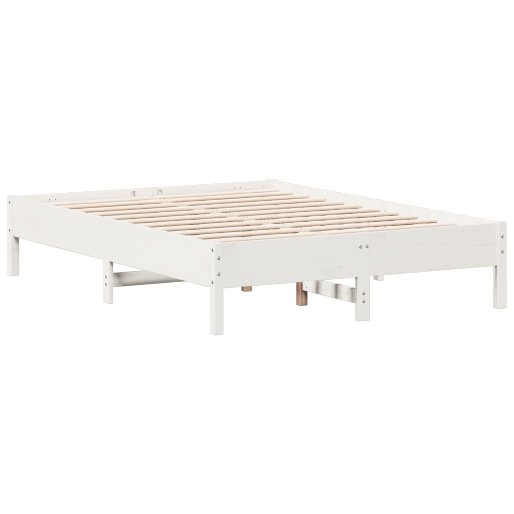 Cadre de lit Blanc 135x190 cm Bois de pin massif Lits & cadres de lit vidaXL   