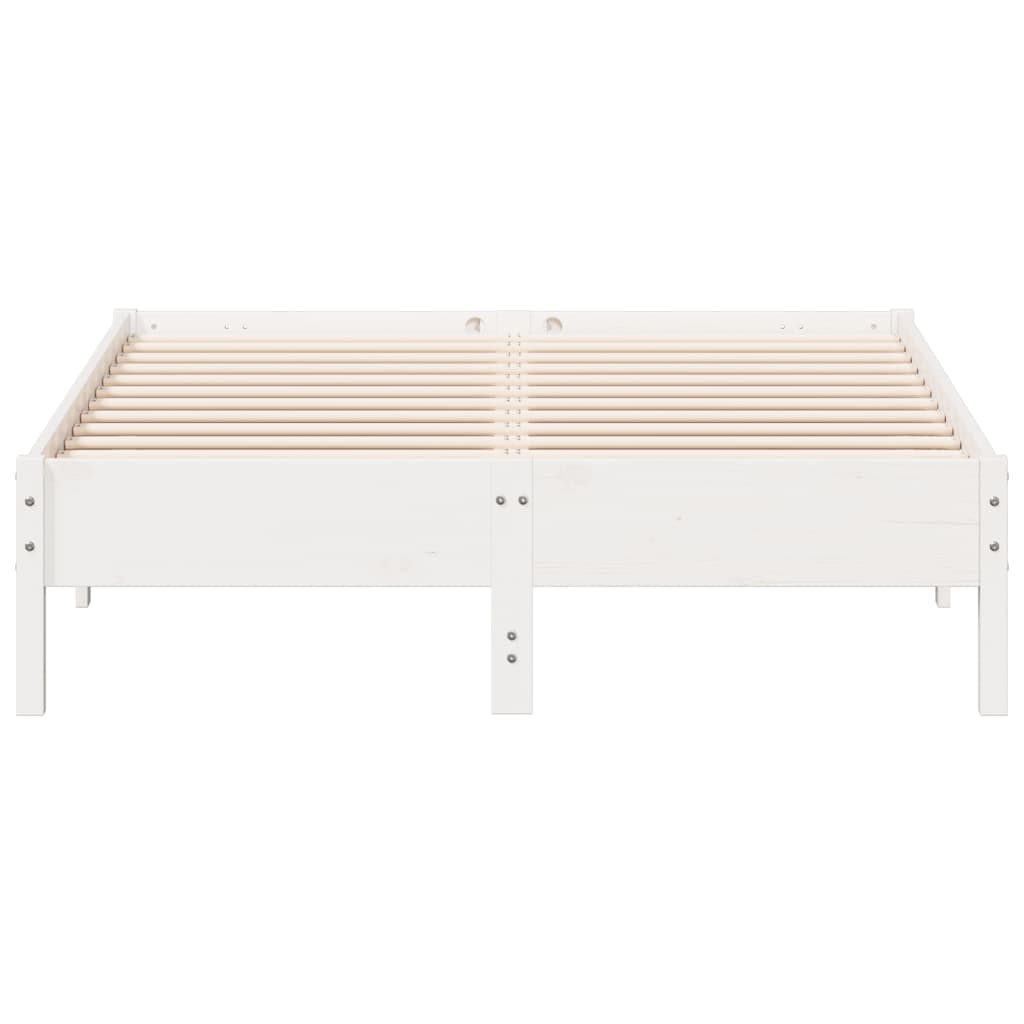 Cadre de lit Blanc 135x190 cm Bois de pin massif Lits & cadres de lit vidaXL   