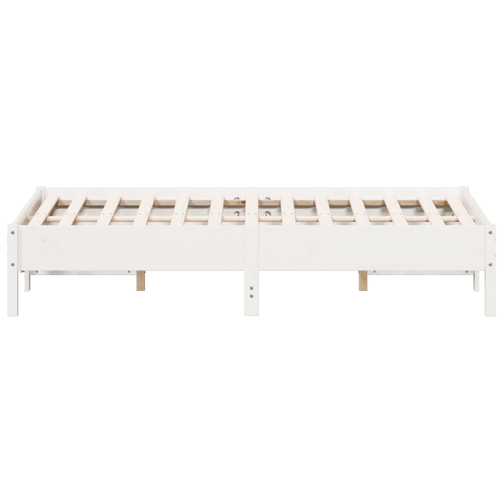 Cadre de lit Blanc 135x190 cm Bois de pin massif Lits & cadres de lit vidaXL   