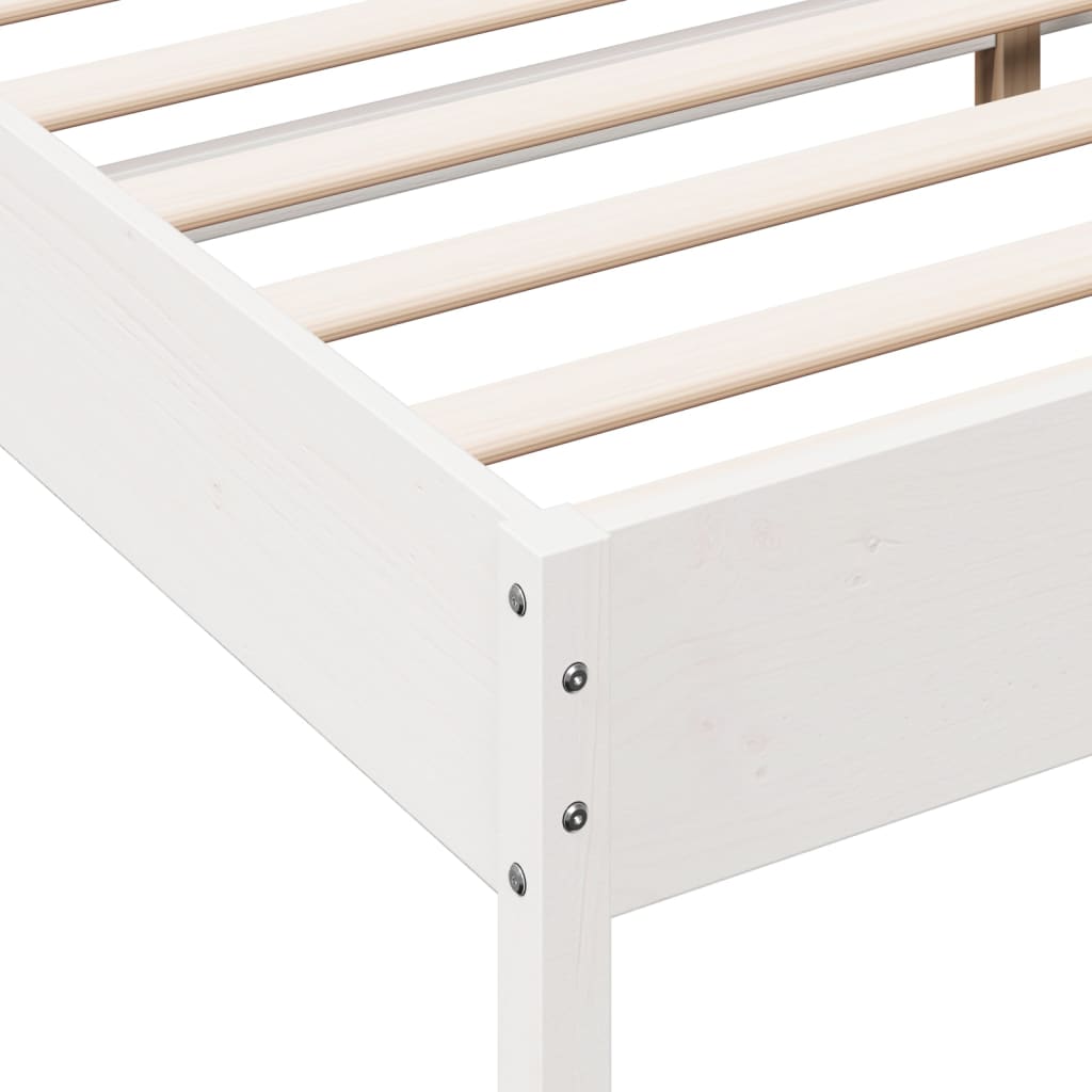 Cadre de lit Blanc 135x190 cm Bois de pin massif Lits & cadres de lit vidaXL   