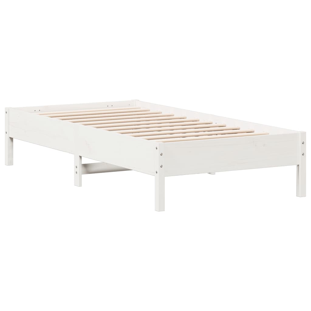 Cadre de lit Blanc 90x190 cm Bois de pin massif Lits & cadres de lit vidaXL   