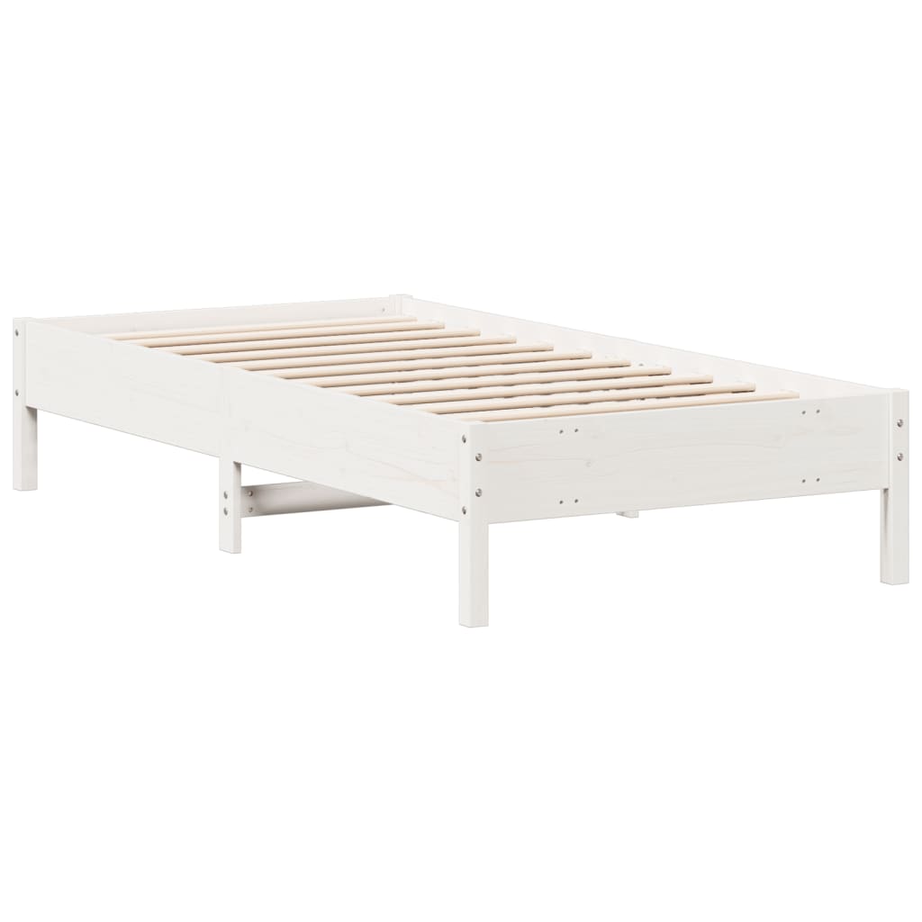 Cadre de lit Blanc 90x190 cm Bois de pin massif Lits & cadres de lit vidaXL   