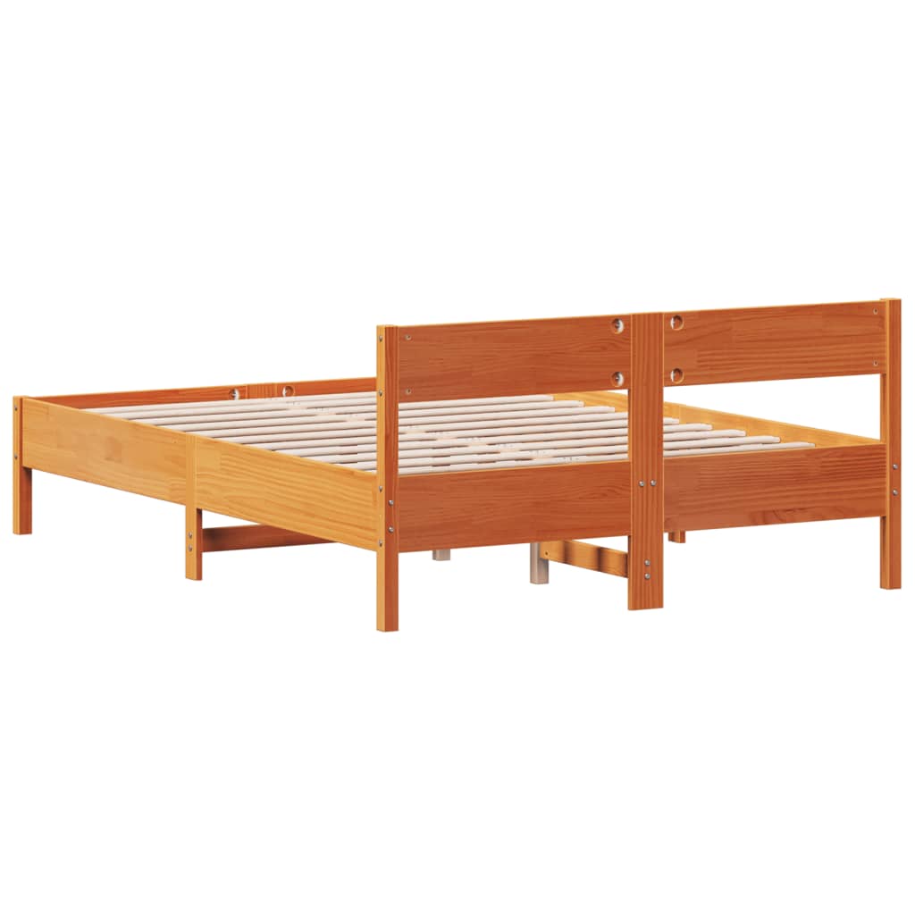 Cadre de lit avec tête de lit cire marron 140x190cm bois de pin Lits & cadres de lit vidaXL   