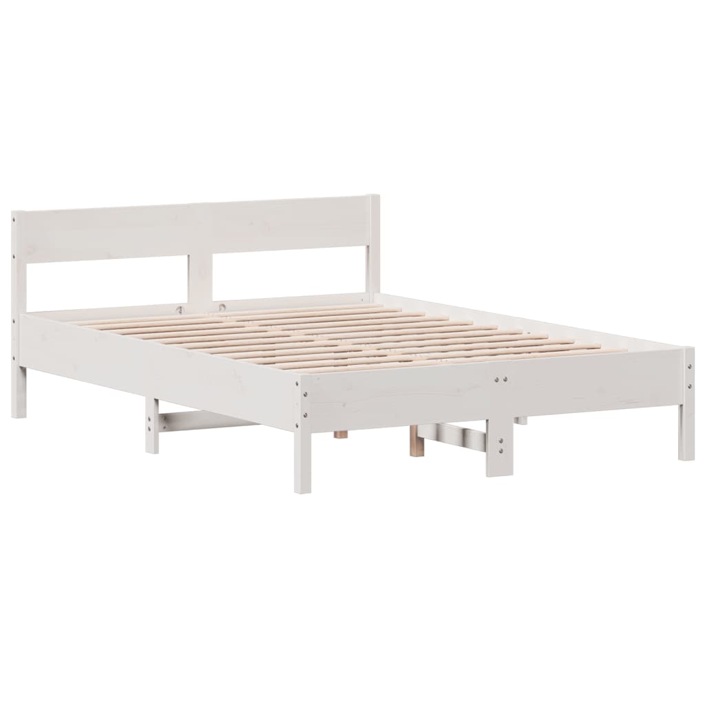 Cadre de lit avec tête de lit blanc 135x190 cm bois pin massif Lits & cadres de lit vidaXL   