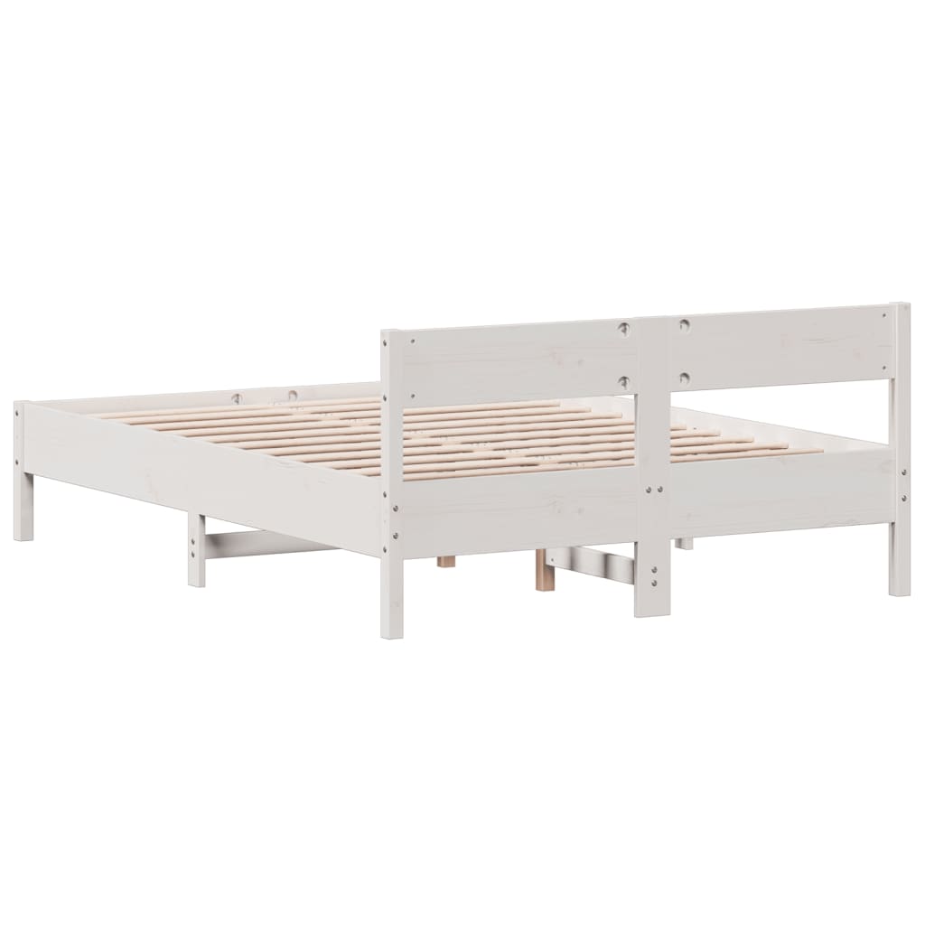 Cadre de lit avec tête de lit blanc 135x190 cm bois pin massif Lits & cadres de lit vidaXL   