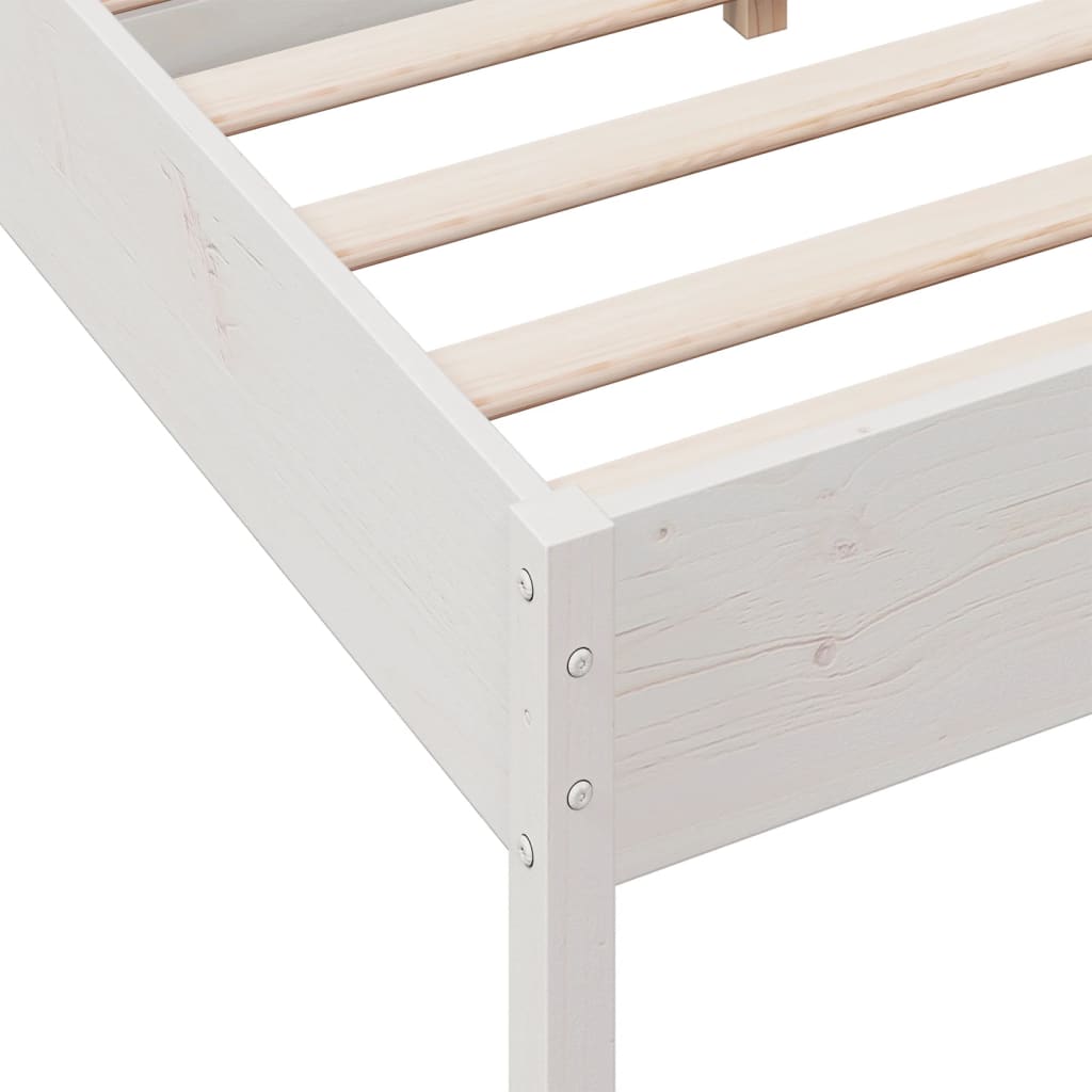 Cadre de lit avec tête de lit blanc 135x190 cm bois pin massif Lits & cadres de lit vidaXL   