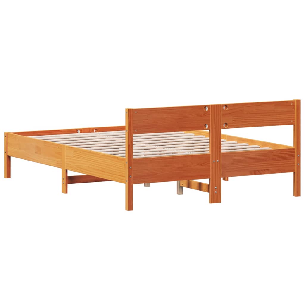 Cadre de lit avec tête de lit cire marron 120x190cm bois de pin Lits & cadres de lit vidaXL   