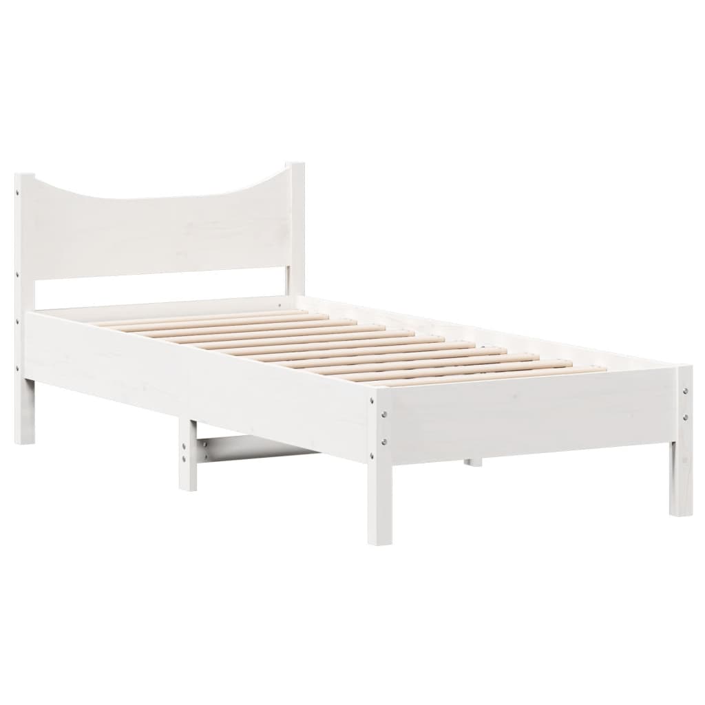 Cadre de lit blanc 90x200 cm bois de pin massif Lits & cadres de lit vidaXL   